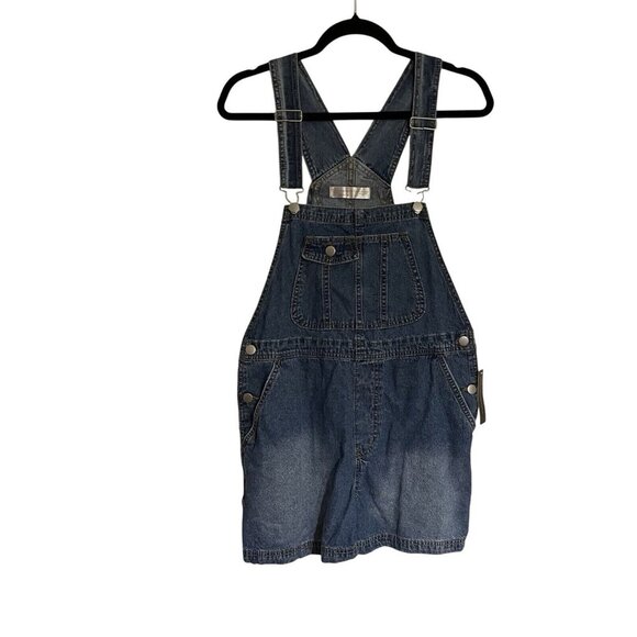 No Boundaries Women Sz L (11-13) Blue Denim Overall Shortalls NWT - Picture 1 of 12